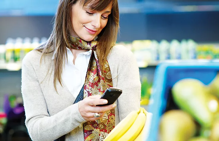 woman holding phone