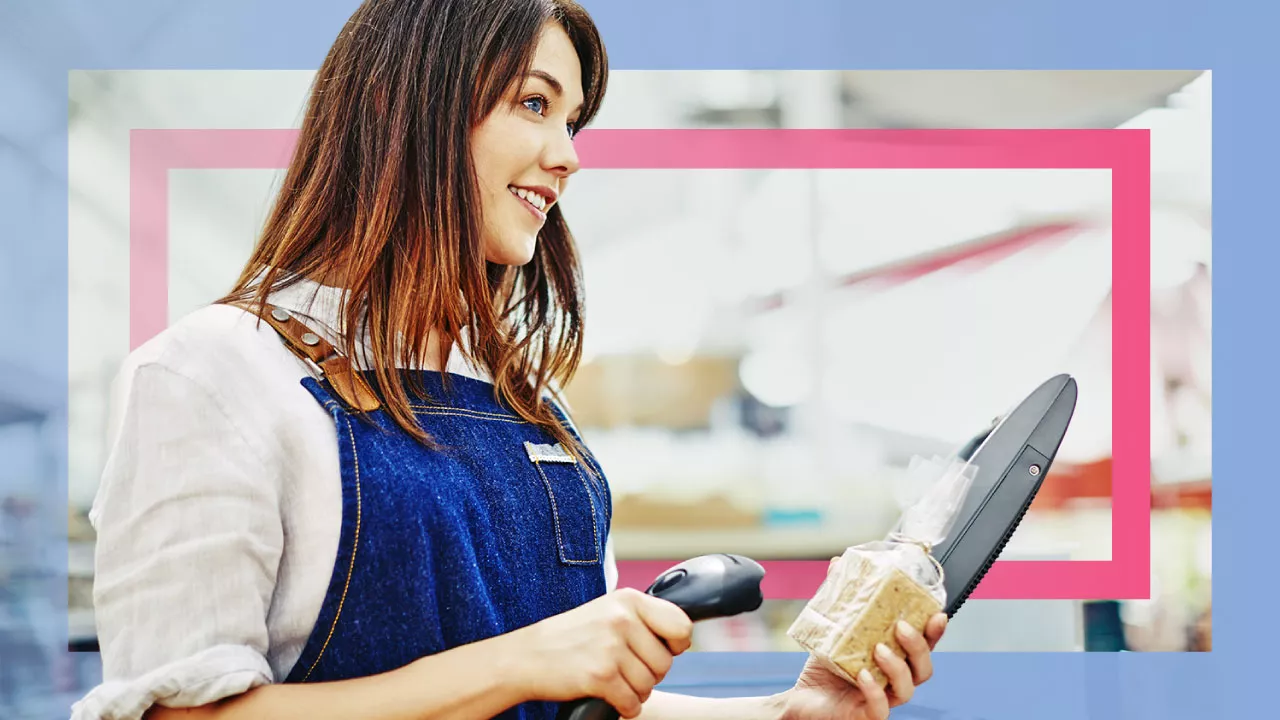 Woman scanning product