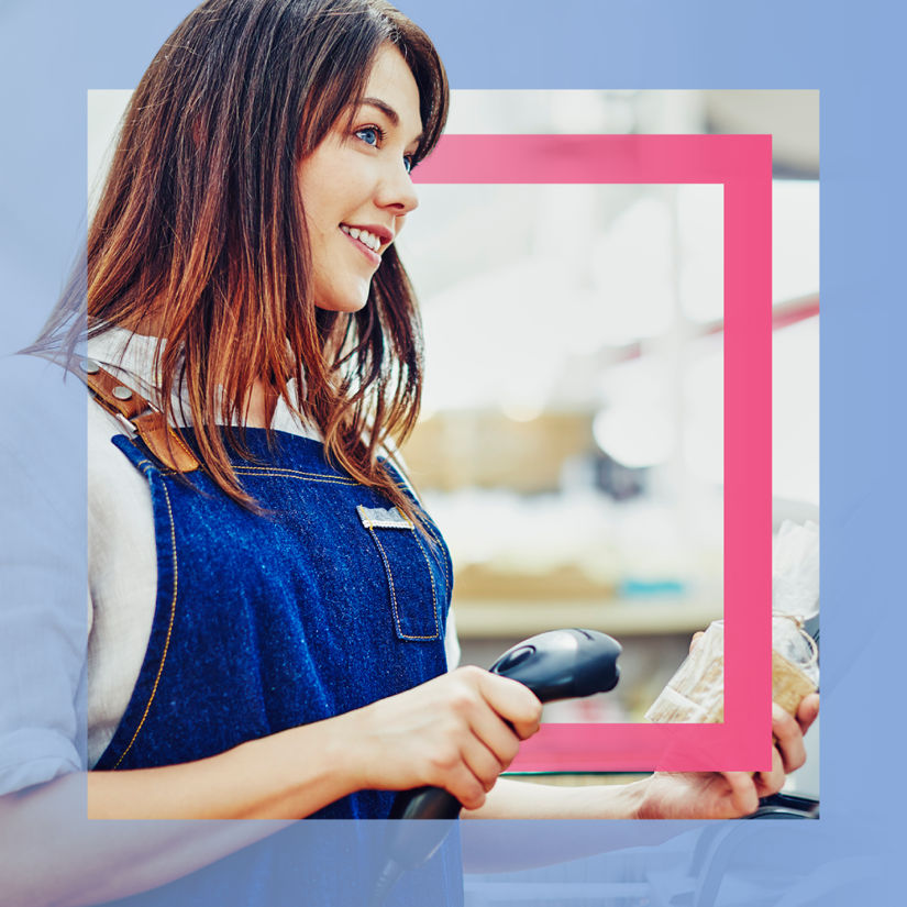 woman scanning product