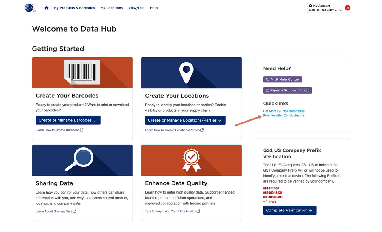 Print Identifier Certificate link image