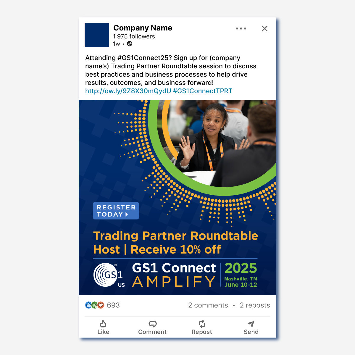 GS1 Connect Social Post Example