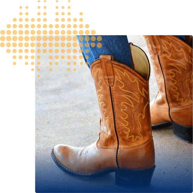 Cowboy boots with audio pattern overlay