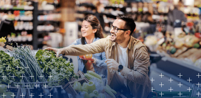 Shopper picking produce