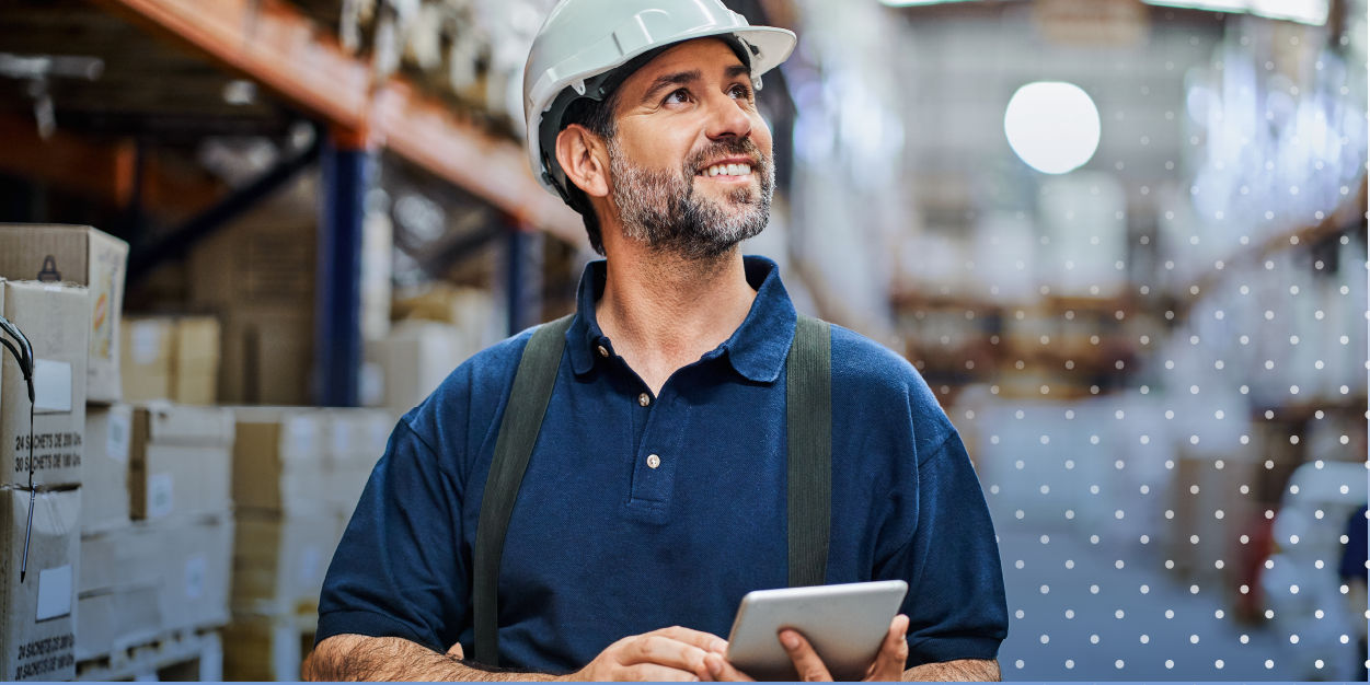 Warehouse worker with tablet