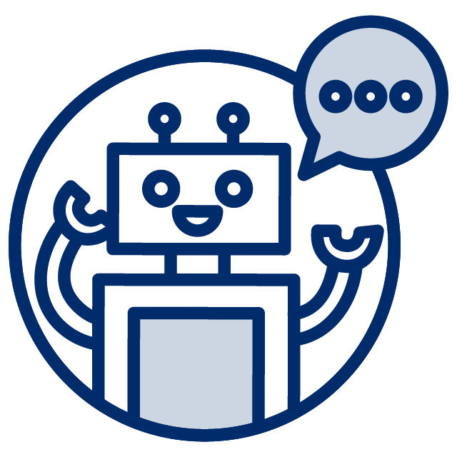 Robot with chat bubble icon