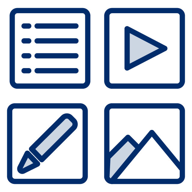 content related icons in a grid