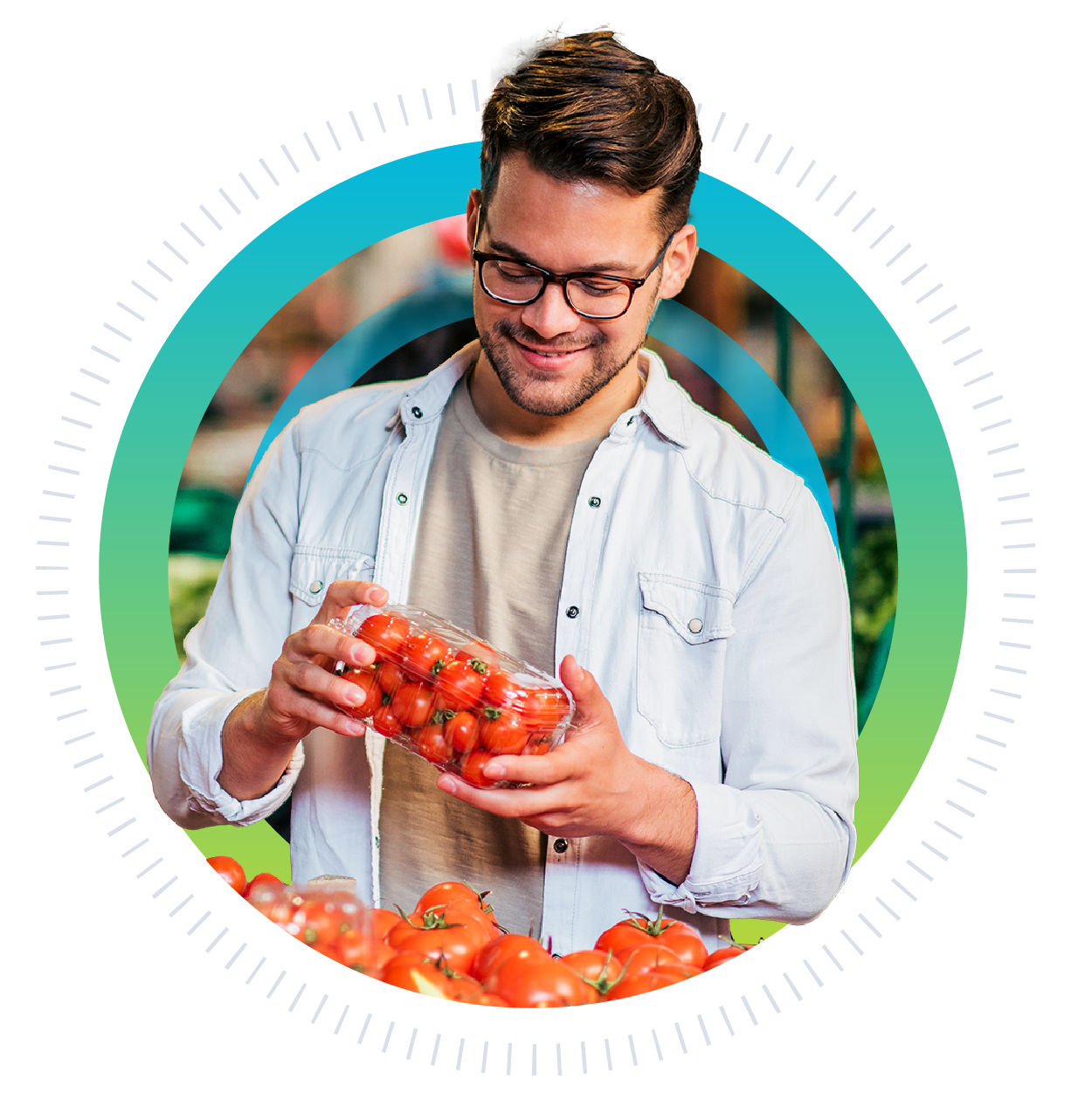 consumer with tomatoes