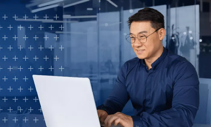 photo of person on laptop taking a course