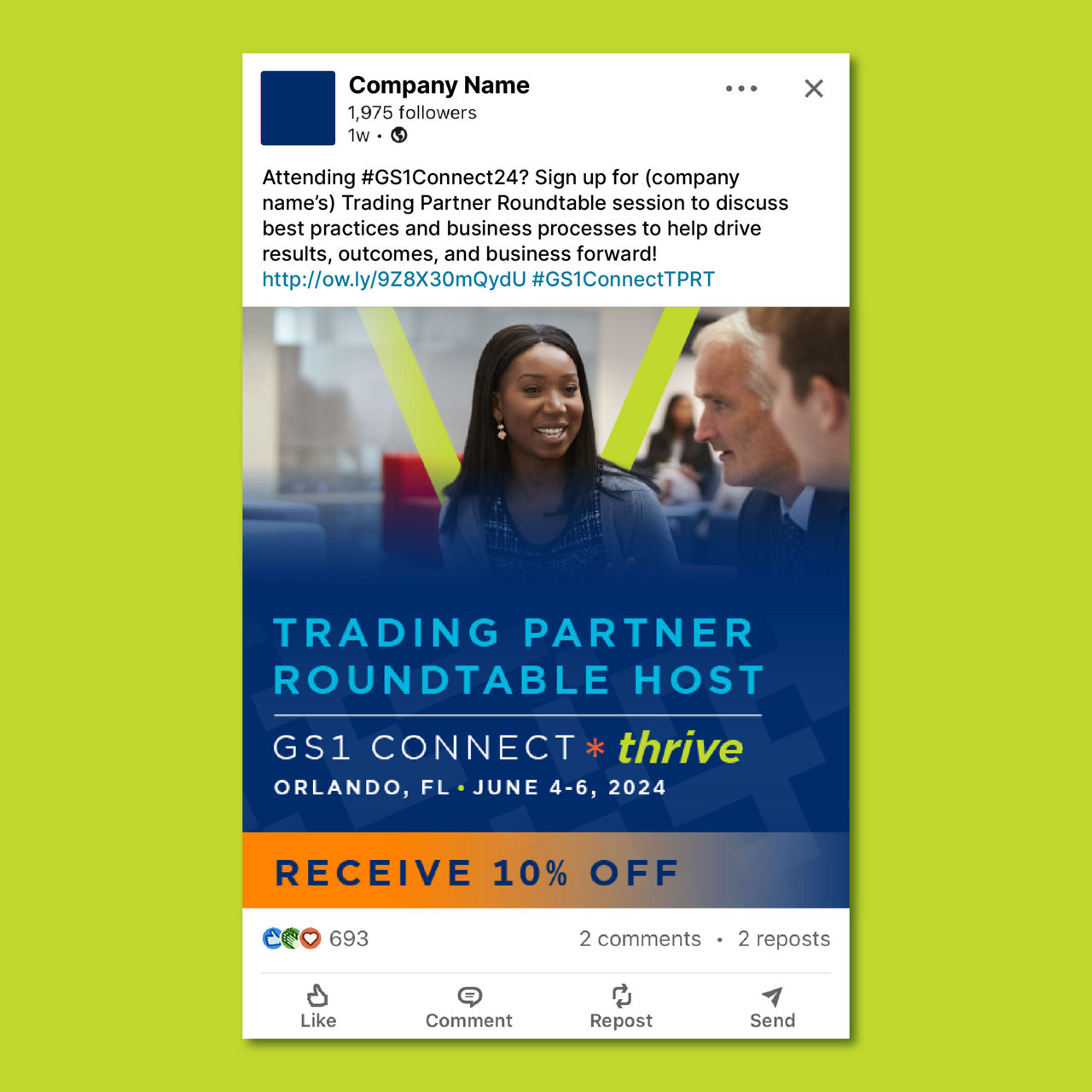 GS1 Connect Social Post Example