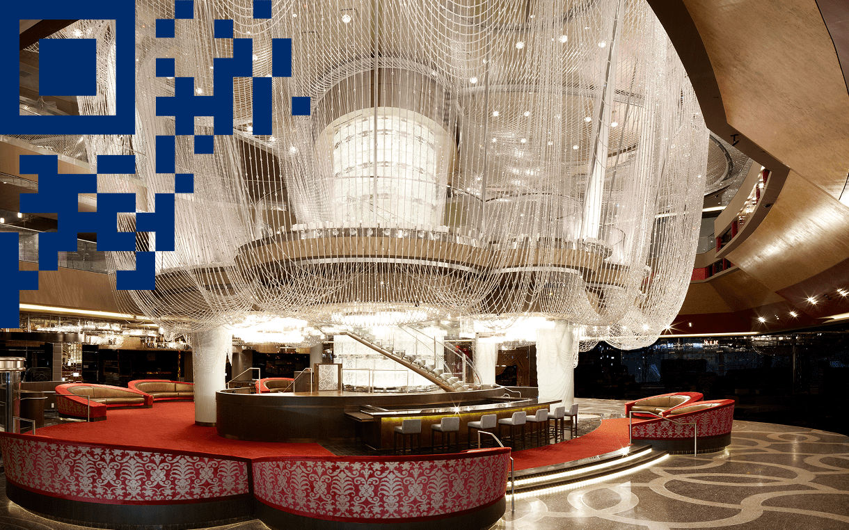 Interior photo of the Cosmopolitan of Las Vegas hotel with 2D pattern overlay