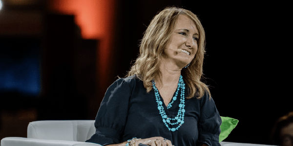 Event speaker with headset on