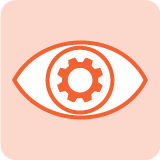 icon of eye with gear in the middle