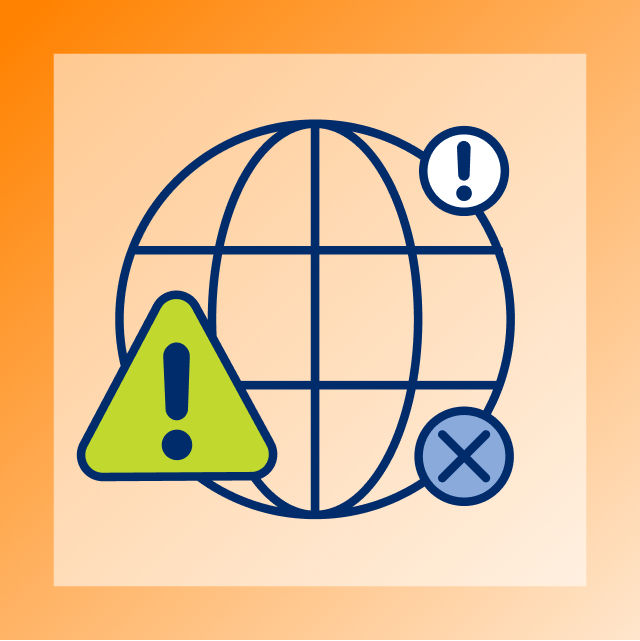 Graphic of warning symbols and alerts popping up around the globe
