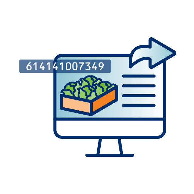 Illustration of computer with lettuce and GTIN