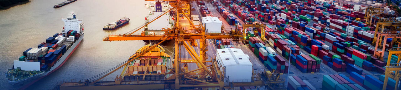 Cargo dock representing imported goods