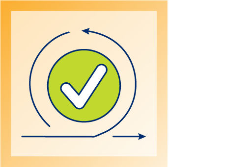 circular checkmark icon with arrows