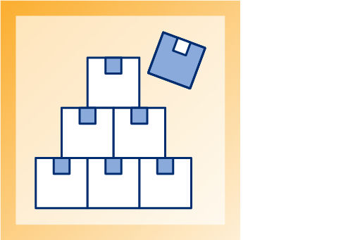 stacked boxes with one falling