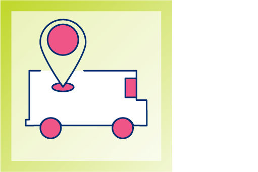 delivery truck with location pin icon