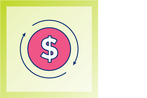 dollar symbol with circular arrows graphic