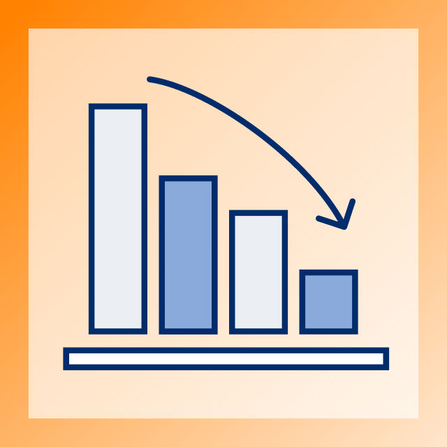 Graphic of a chart showing a reduction over time