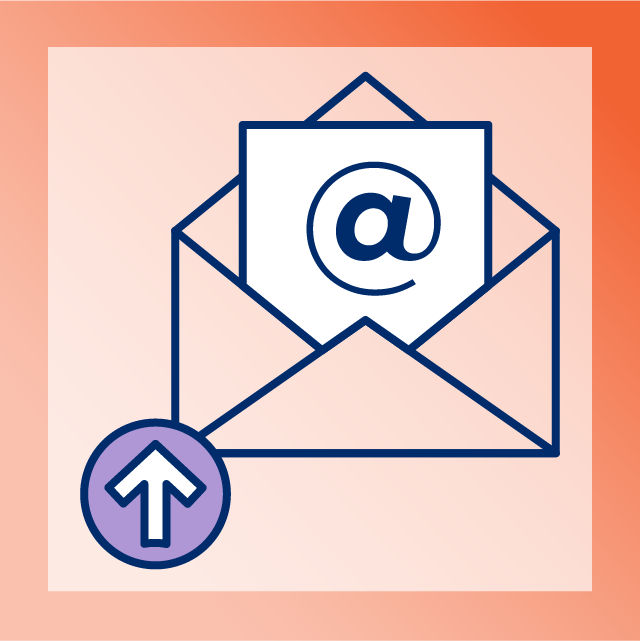 Illustration of envelope with up arrow