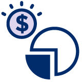 Icon of pie chart with coin