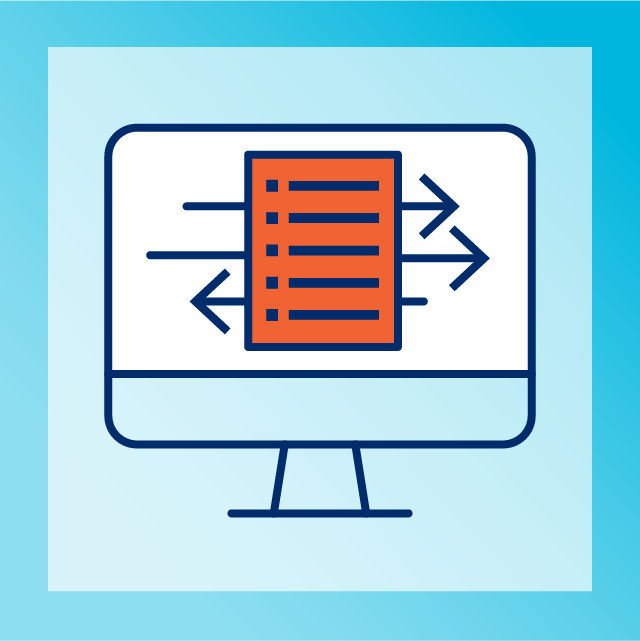 illustration of desktop with file and arrows