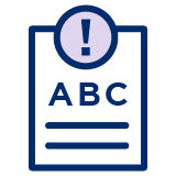 icon of paper with ABC and exclamation point