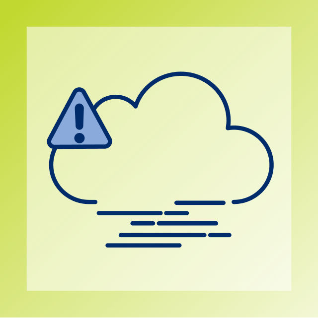 Graphic of a cloud with a warning symbol