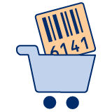 cart icon with barcode inside
