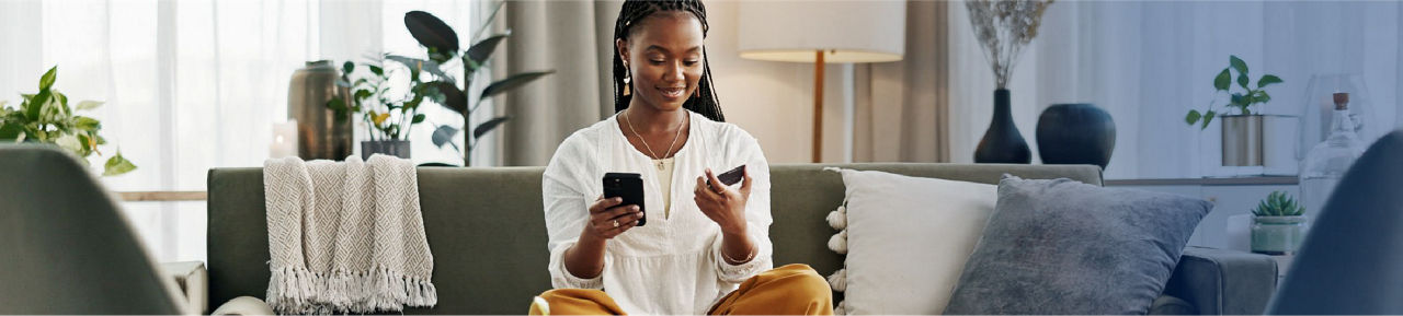 consumer shopping online with phone