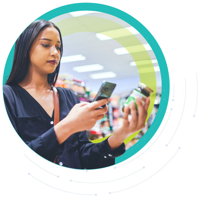 Consumer scanning a product with phone