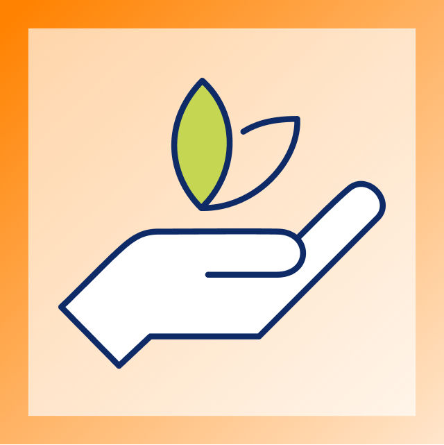 Graphic of a hand holding a plant