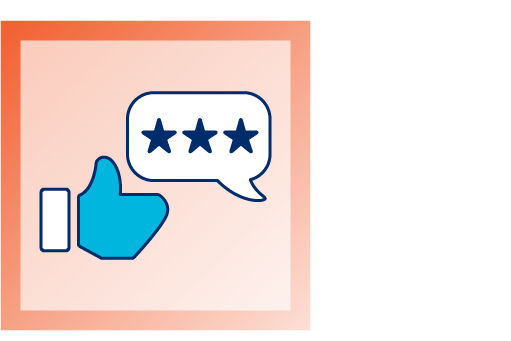 Thumbs up with three-star review icon