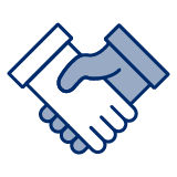 handshake icon in blue design
