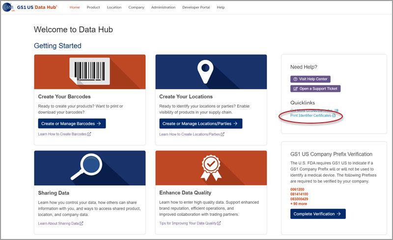 Print Identifier Certificate link image