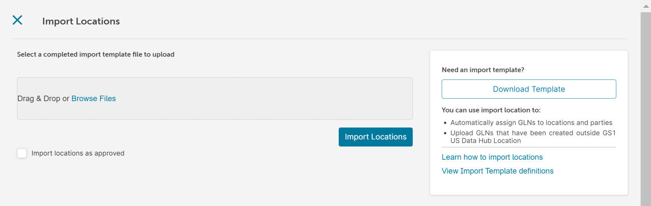 Import Locations shelf