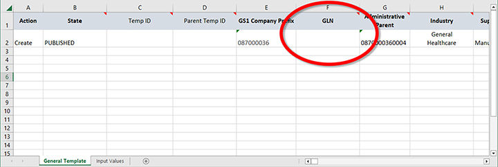 GLN Blank in Import template