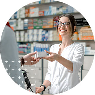 Pharmacist handing over a prescription