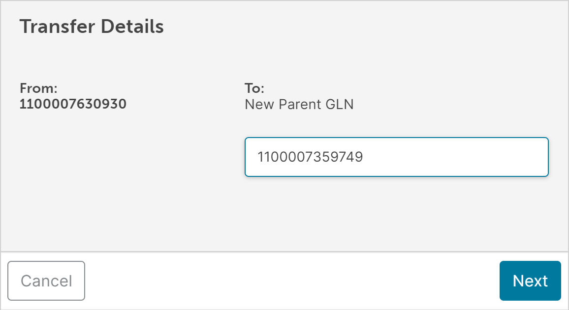 Transfer GLN window